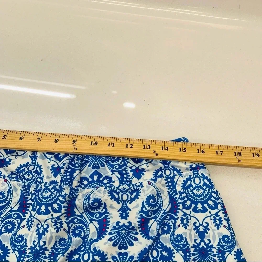 Ekouaer Skort Skirt XL Pull On Blue White Print Elastic Waist Tennis Pickelball‎